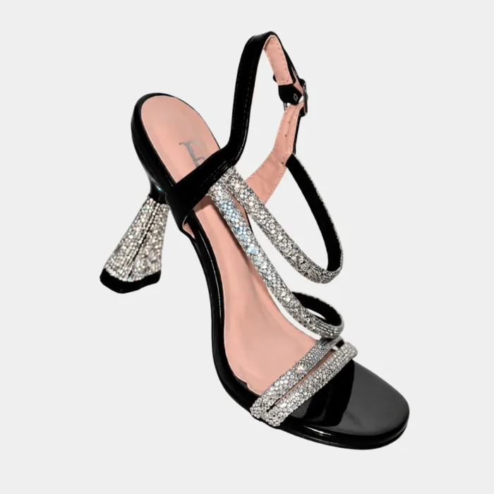 Sandalo Elegante Nero con Strass